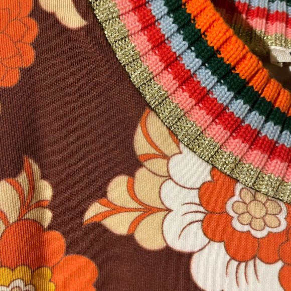 Manoush NWT vintage print cotton tee. retro 70s floral, rainbow stripes. L - Picture 13 of 14